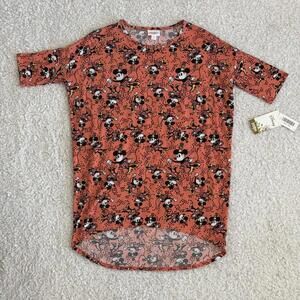 NWT LuLaRoe Disney Coral Orange Minnie Mouse Irma Tunic Top Shirt (size XXS)